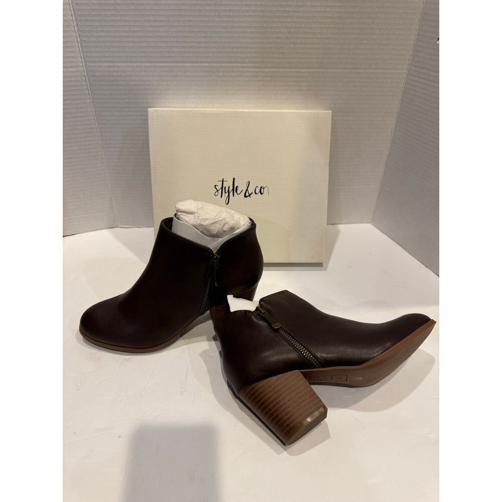 Style & Co Masrina Women's Brown Closed Toe Ankle Bootie 7W New - Picture 3 of 6